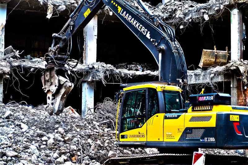 architecture, obsolete, transportation, construction vehicle, laarakkers, work, disassembly, city, demolition, house demolition, day, construction work