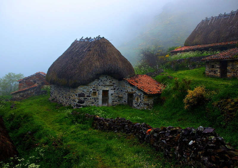 landscape, travel destinations, tranquil scene, beauty in nature, scenics - nature, no people, building, ancient civilization, fog, roof, thatched roof