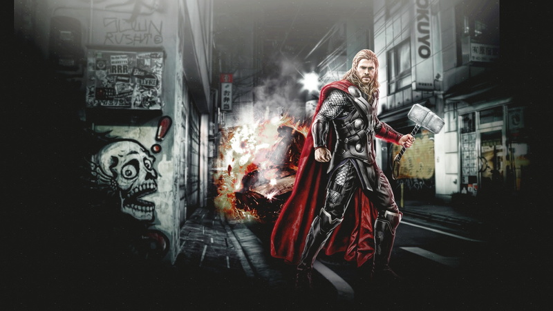 adult, looking at camera, Thor, mid adult, one person, mode of transportation, 1080P, front view, standing, art and craft, portrait, full length, holding