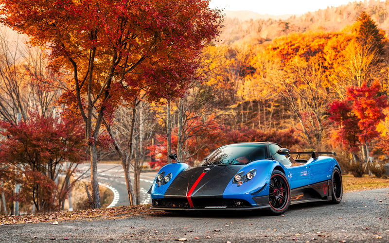 autumn, Cinque, Road, 4K, Pagani, probe, Roadster, Zonda