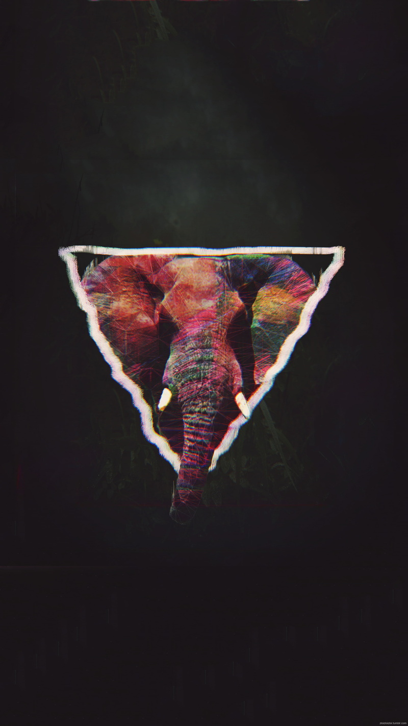 4K, animals, elephant, glitch art, abstract, triangle