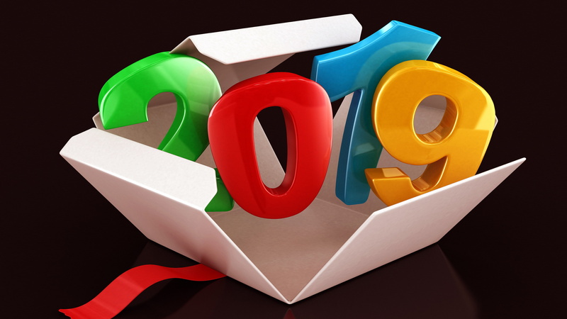 2019, new year, colorful, 4K