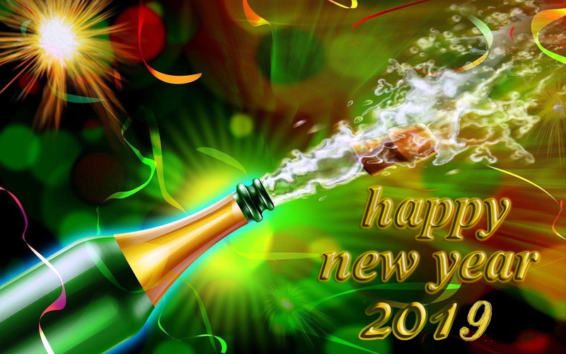 1080P, year, happy, champagne, card, christmas, new, desktop