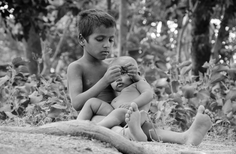 shirtless, young, grayscale, baby, boys, child, 4K, leisure activity, sitting, childhood, poor, day, lifestyles, full length, focus on foreground, toddler