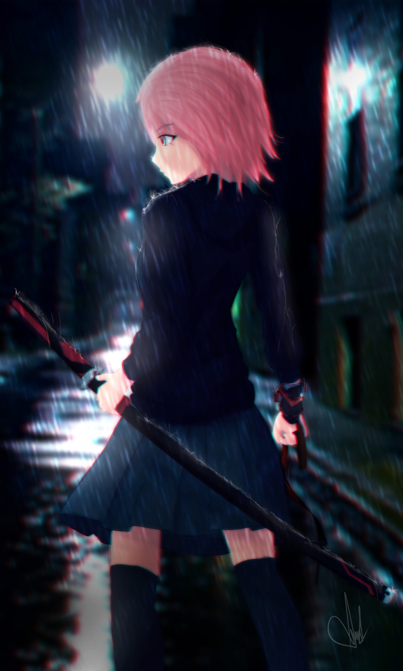 fan art, 2K, rain, ArtStation, Kitana, digital art, night, anime girls, artwork, redhead