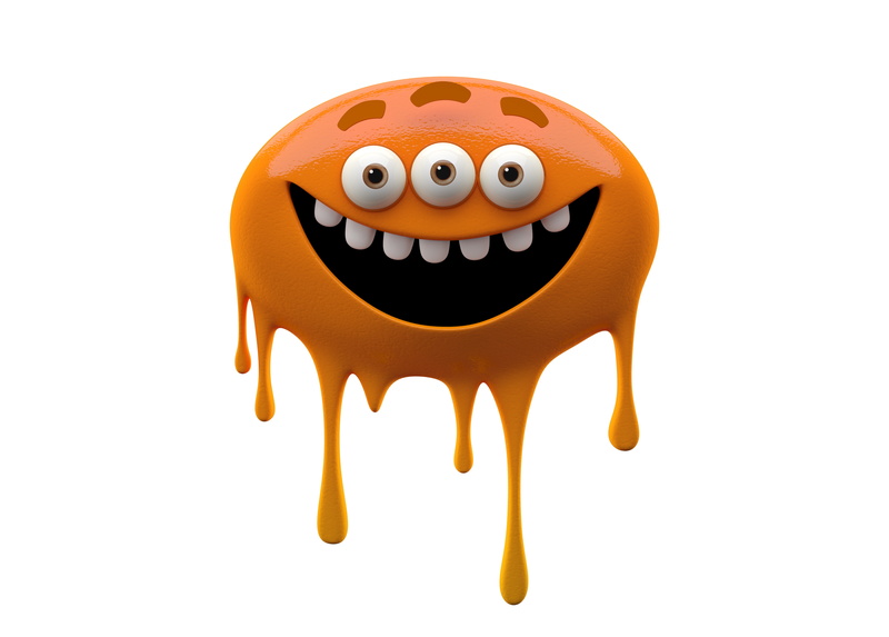 orange monster slug, joy, 5K, bright smiling monster on a white background