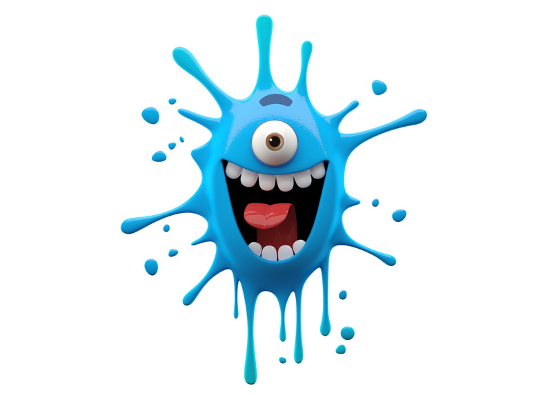bright smiling monster on a white background, 5K, monster blue blot, blue monster blot