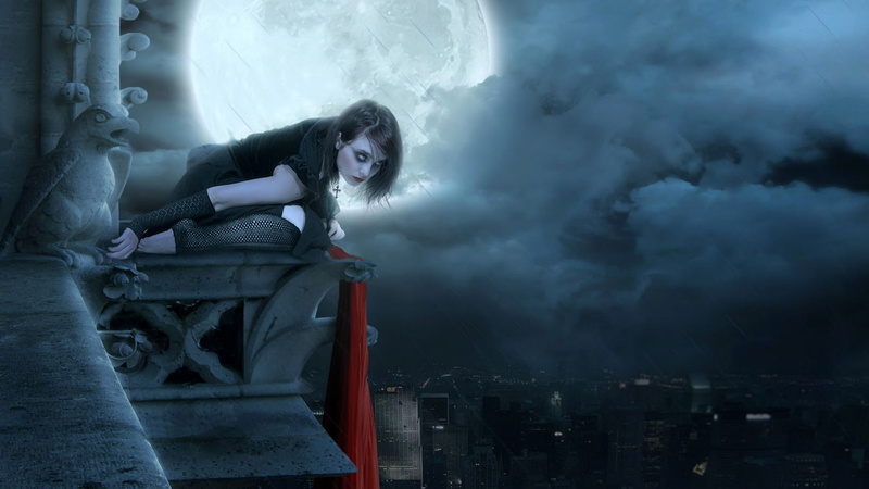 artwork, beautiful woman, halloween, monster - fictional character, built structure, architecture, fear, spooky, adult, portrait, gothic style, 1080P