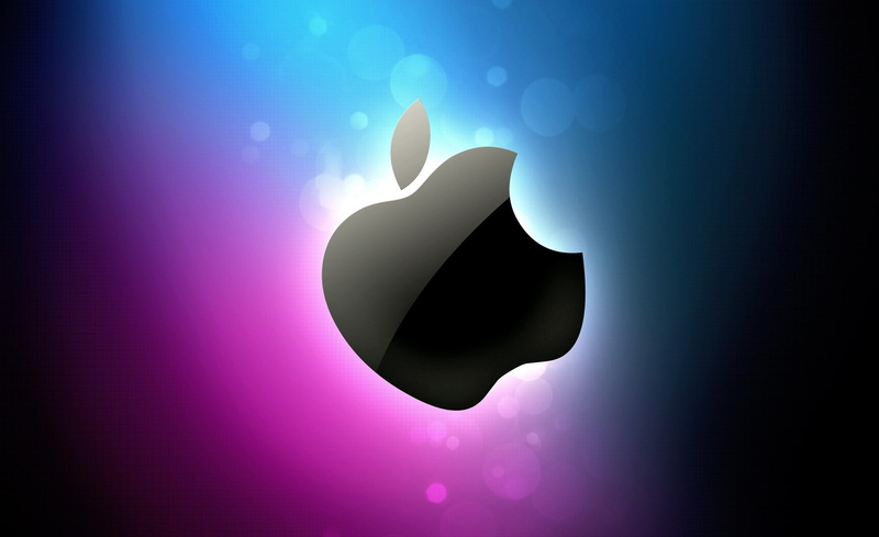 Apple, dark, shadow, blue, Think, studio shot, purple, Different, no people, silhouette, logo, close-up, colored background, 1080P, social issues, Computers