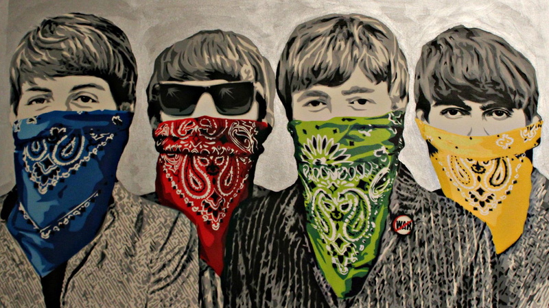 mouth, beatles, towel, 1080P, 1920x1080, illustration, music, man, drawing, covering, the beatles