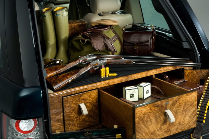 choice, boots, by Overfinch, day, guns, Range Rover, two, car, Holland and Holland, container, old, box, drawer, cartridges, indoors, rifles, high angle view