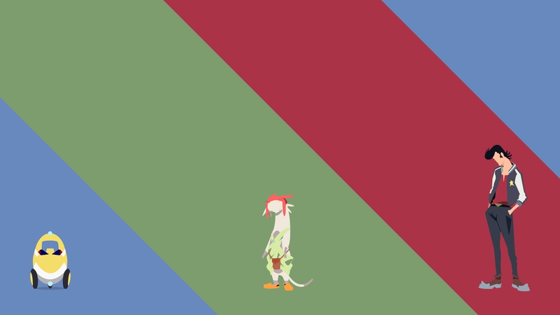 simple background, 4K, robot, Meow (Space Dandy), cat boy, Dandy (Space Dandy), Space Dandy, minimalism, QT (Space Dandy)