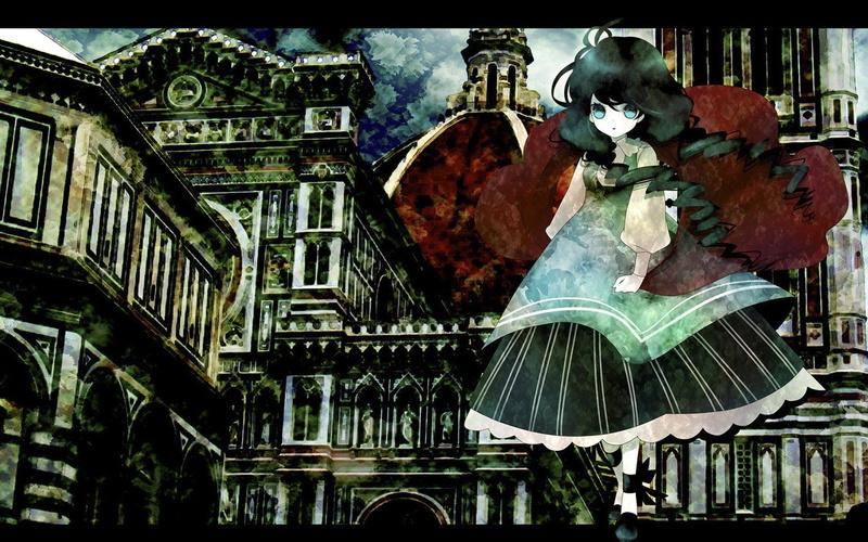 pixiv, girls, sideways, anime, gothic, 720P