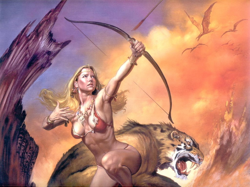 Wildcat, wild, fantasy, fantasy art, princess, abstract, cat, Warrior, queen, hd, 480P, art