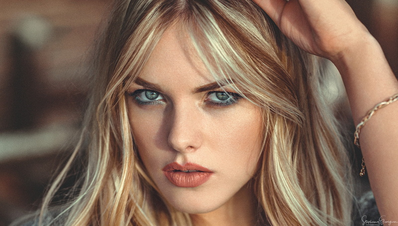 1080P, face, women, depth of field, blonde, Stephanos G, portrait