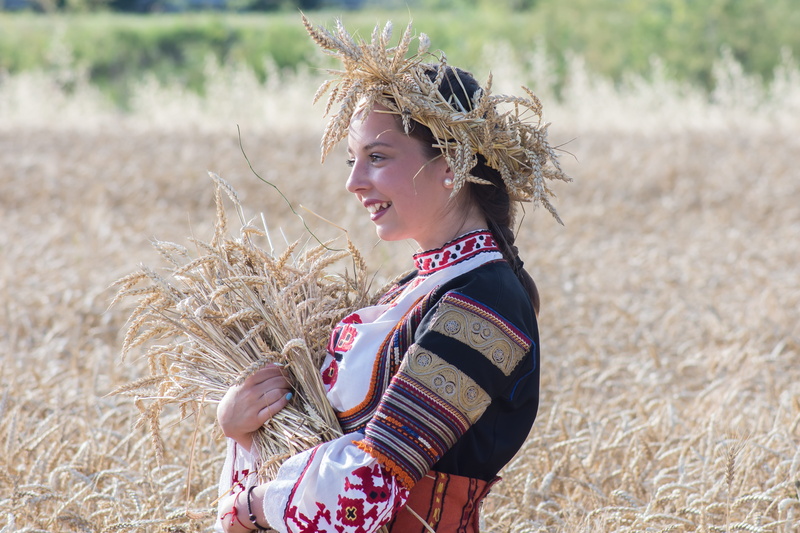wheat, sarafovo, one person, agriculture, girl, outdoors, traditions, land, landscape, side view, cereal plant, smiling, lifestyles, country, season, natural