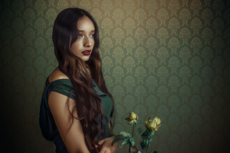 long hair, woman, light, facing, portrait, young adult, three, fashion, beautiful woman, adult, low, beautiful people, petaled, one person, 5K