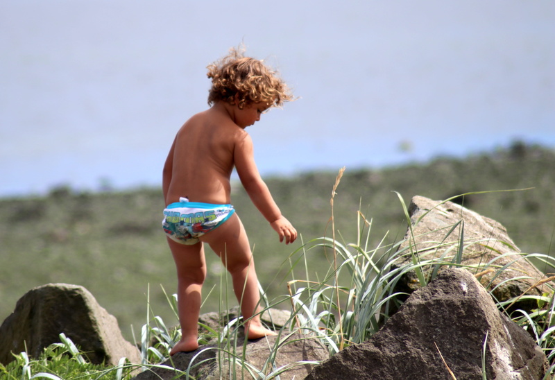 real people, people, beach, full length, outdoors, child, baby, 5K, men, boy, curly hair, cute, shirtless, land, standing, tan, childhood, climbing, kid