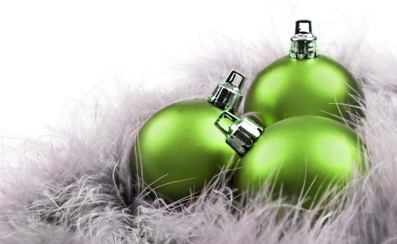 three, green, balloons, down, decorations, bubbles, lie, christmas, 1080P, christmas decorations