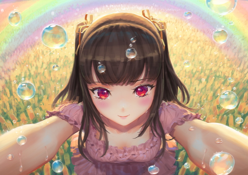 lifestyles, red eyes, headshot, Anime, crying, girls, real people, childhood, portrait, innocence, anime girl, one person, young women, front view, 2K