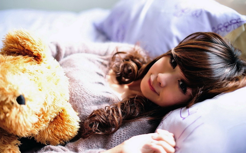 caucasian Ethnicity, child, smile, comfortable, pillow, knit, people, domestic Room, bear, beautiful, teddy Bear, love, beauty, sofa, smiling, childhood