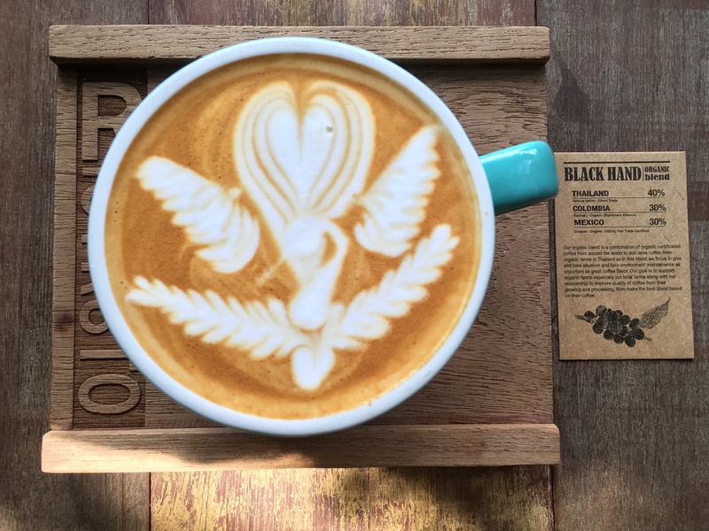 wood - material, thailand, no people, coffee cup, crockery, latte art, mocha, artistic, food and drink, milk, creativity, coffee - drink, cup of coffee