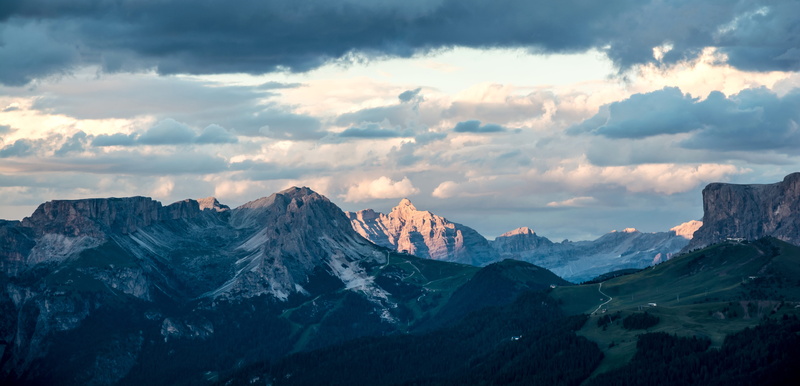 winter, landscape, cloud - sky, no people, compaccio, italy, alpe di siusi, environment, alps, sunset, outdoors, idyllic, nature, formation, snow, non-urban scene