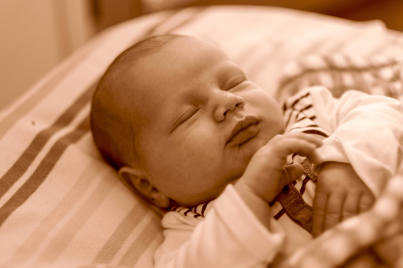 emotion, innocence, sweet, eyes closed, napping, lying down, rest, new life, sepia, linen, new born, cute, baby, hand, room, young, small child, indoors