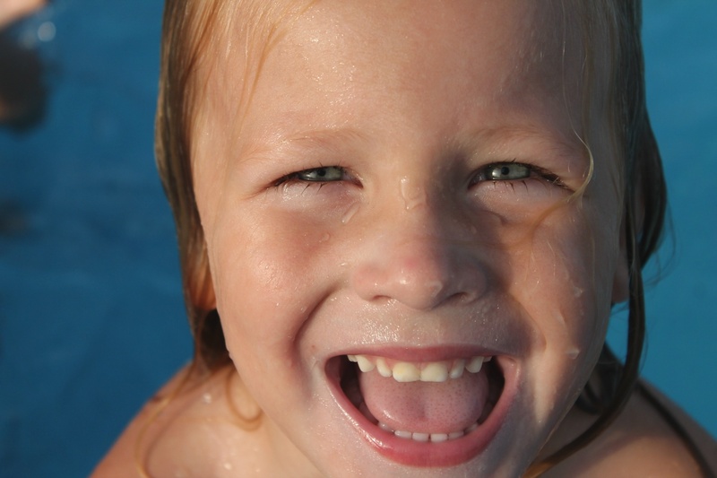 close-up, boy, 1080P, portrait, body part, wet, emotion, swim, swimming pool, looking, blonde, females, gap toothed, headshot, fun, hair, looking at camera