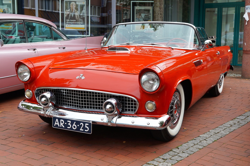 mode of transportation, motor vehicle, street, vintage car, oldtimer, retro styled, us car, auto, near, vehicle, building, nostalgic, coupe, garage, red