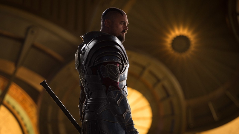 low angle view, Movie, Skurge (Marvel Comics), standing, Karl Urban, one person, adult, Thor: Ragnarok, three quarter length, waist up, young adult, architecture