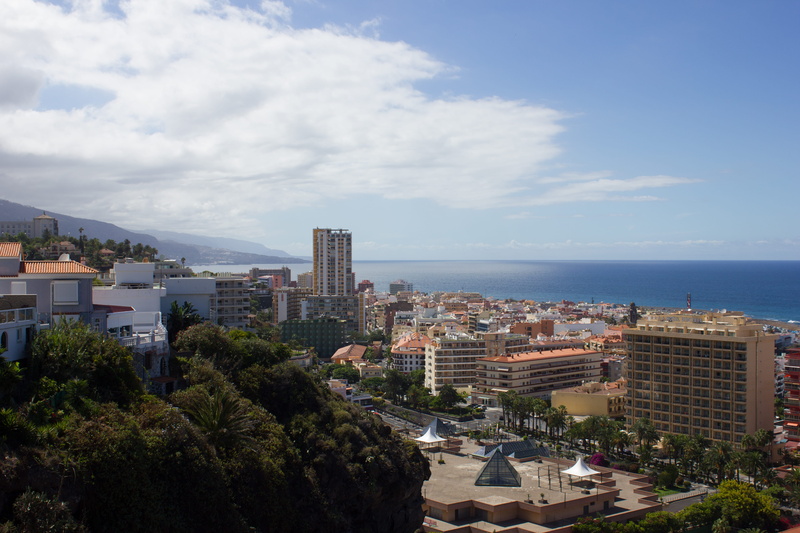 plant, sky, city, horizon, cityscape, tenerife, spain, wide, built structure, sunny, 4K, no people, architecture, outdoors, tree, water, high angle view