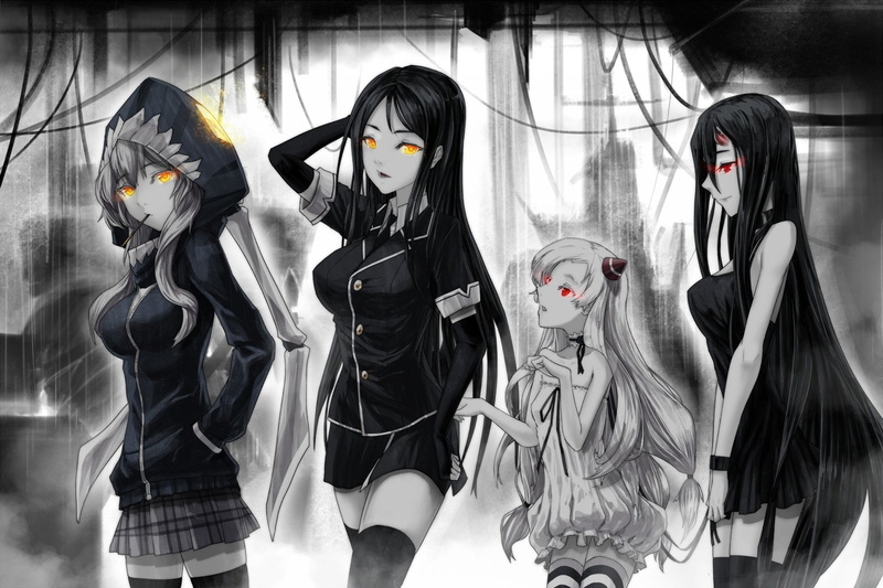 choker, ddddddd, airfield, dress, 720P, gray, hime, black, hair