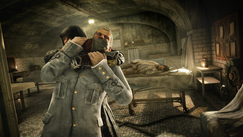 activity, gun, holding, healthcare and medicine, men, indoors, government, architecture, weapon, two people, Ubisoft, Assassins Creed, Assassins Creed Syndicate