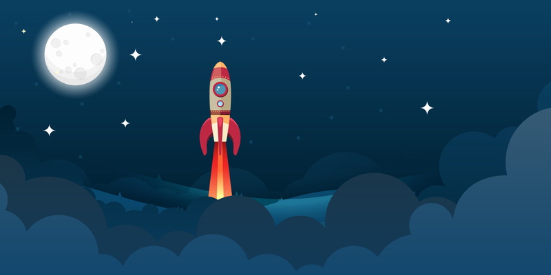 rocket, Moon, 1080P, artwork, sky