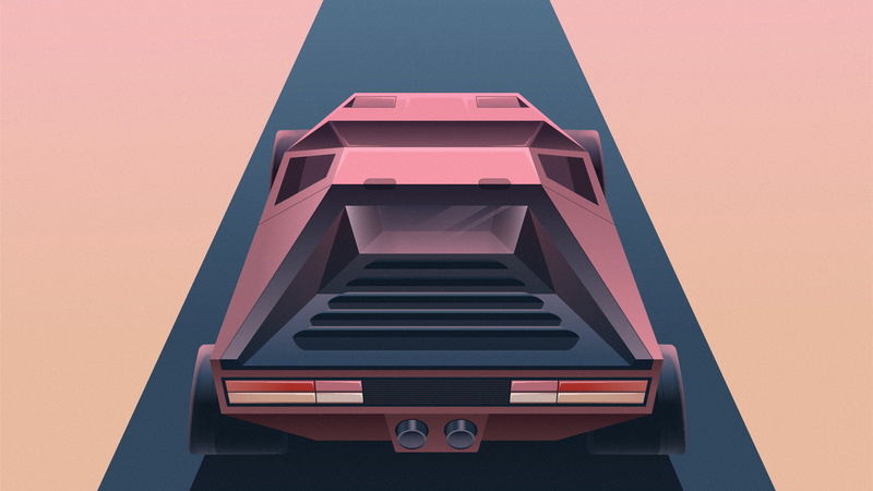 artist, behance, car, minimalism, hd, artwork, road, digital art, 2K