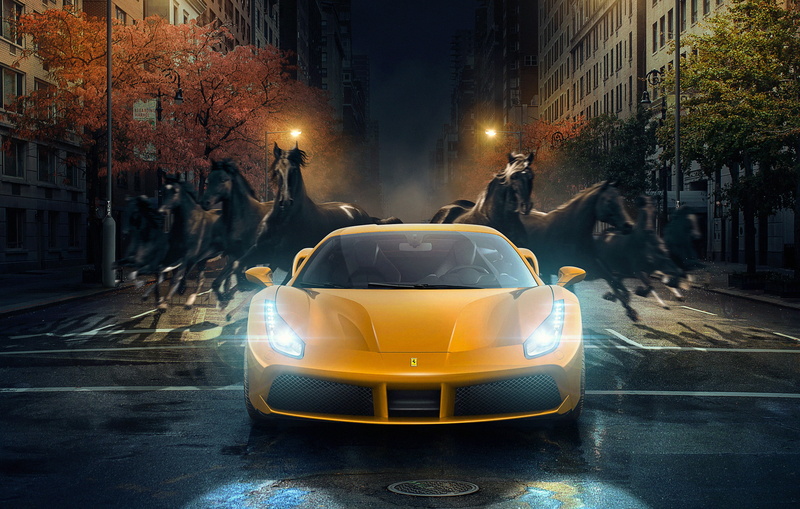 ferrari, cars, behance, artist, 2K, ferrari 488, hd