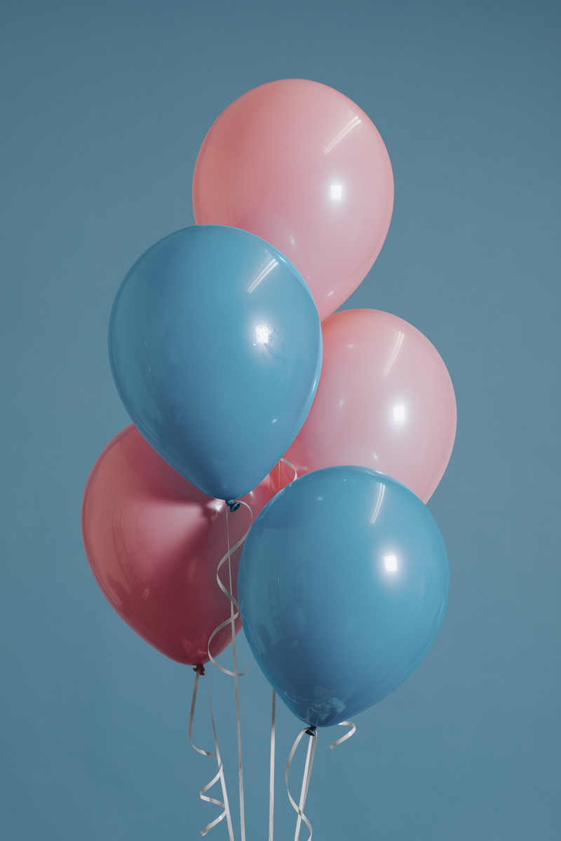 helium balloon, helium, purple, baby pink, 4K, celebration, choice, variation, clear sky, group of objects, nature, cute, inflatable, baby shower