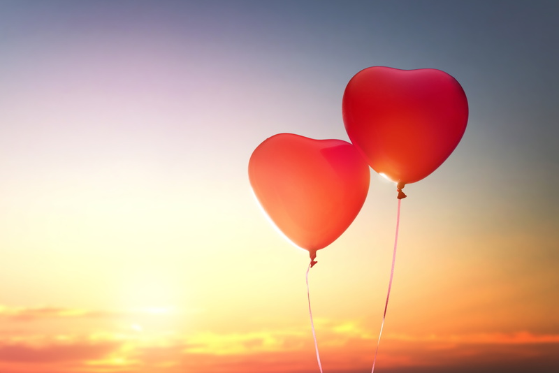 nature, sunset, mid-air, emotion, heart, string, flying, red, cloud - sky, outdoors, copy space, romantic, balloon, sunlight, love, orange color, no people