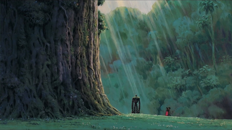 lifestyles, non-urban scene, 1080P, standing, land, forest, mountain, scenics - nature, beauty in nature, water, studio ghibli castle in the sky robot anime