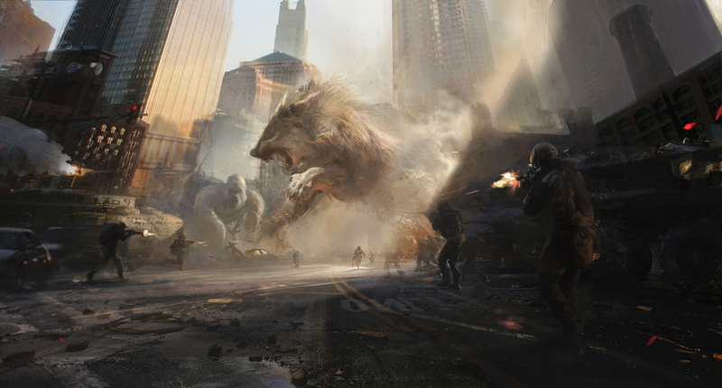 day, accidents and disasters, architecture, digital art, artstation, rampage, hd, crowd, incidental people, motion, building exterior, 2018 movies, group of people