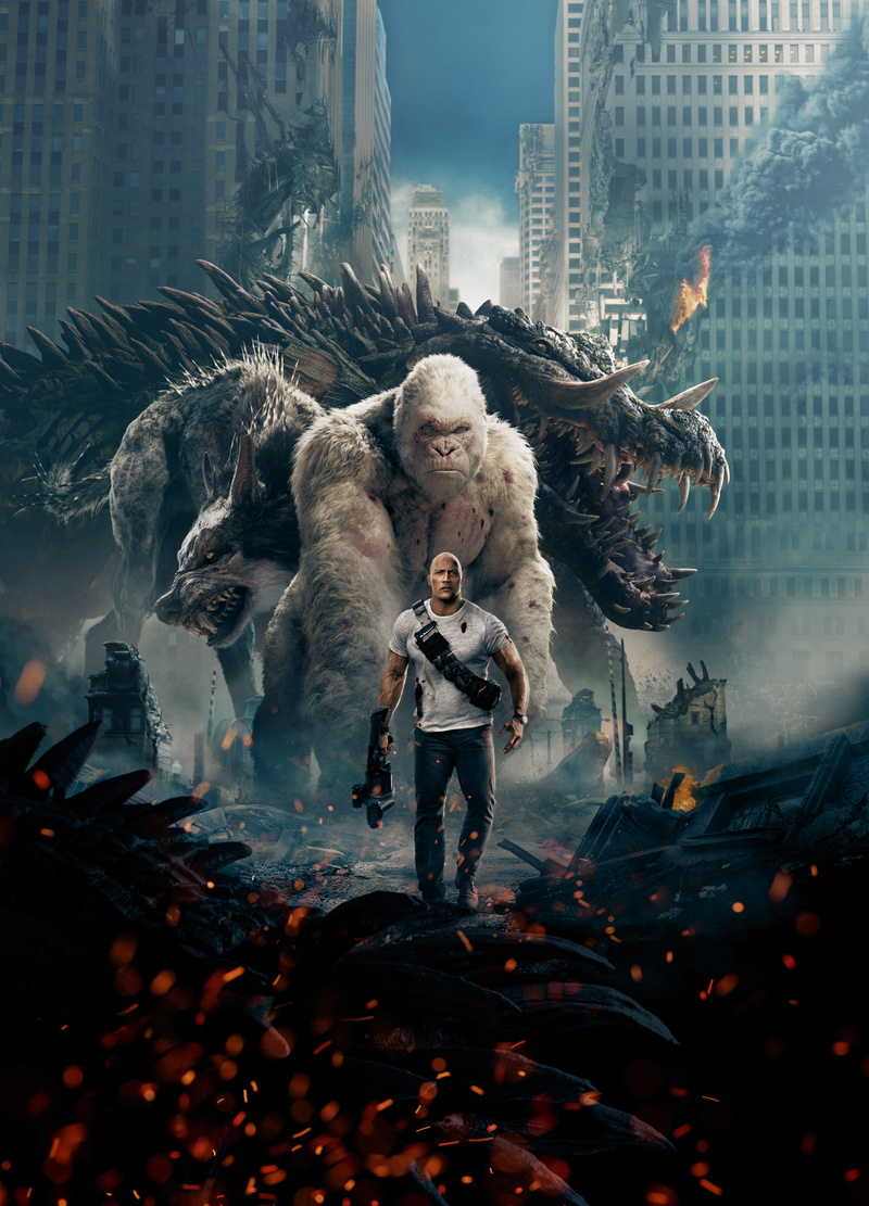 2018, Dwayne Johnson, White gorilla, dwayne, johnson, 8K, Rampage, 5K, poster