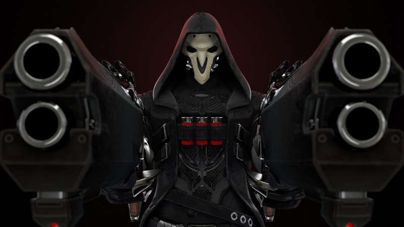 Blizzard, cruelty, infernal shotguns, hero, the game, Overwatch Reaper, Reaper, game, mask, 1080P, weapons, Overwatch, адские дробовики
