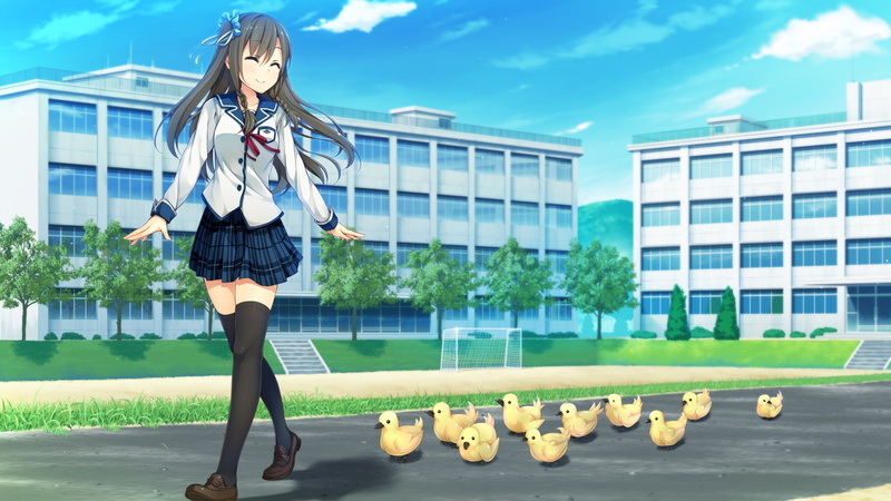 lifestyles, one person, Tsukigase Mahiru, full length, architecture, young adult, 2K, outdoors, leisure activity, uniform, Sorairo Innocent, built structure