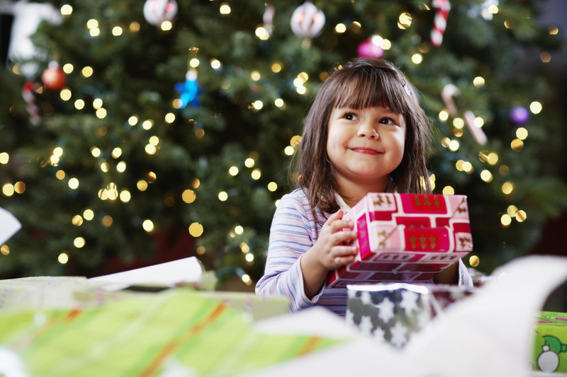 present, red, happy, joy, little-girl, 1080P, christmas, box, gift, innocent, white