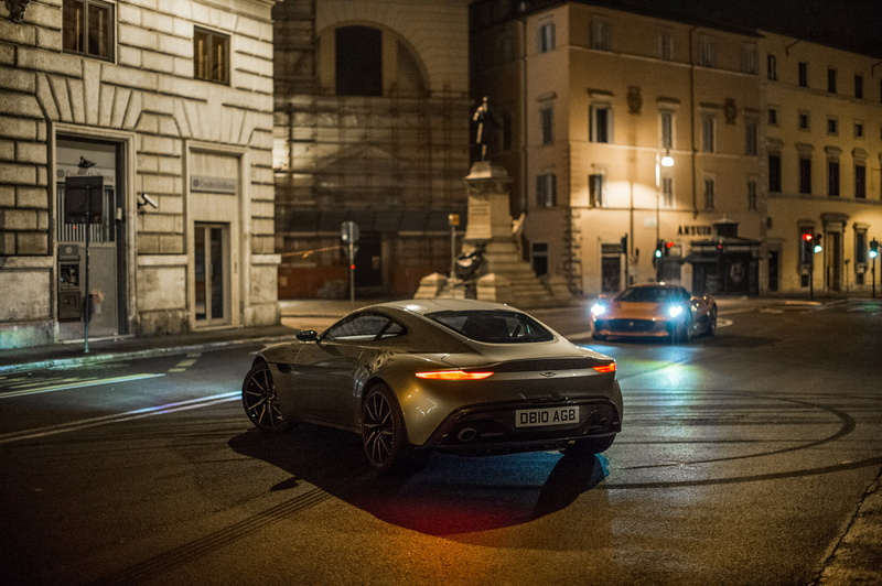 incidental people, land vehicle, aston, city life, 1080P, street, illuminated, night, on the move, architecture, motor vehicle, building exterior, db10