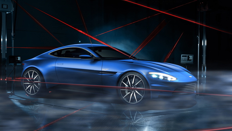 Aston, luxury, illuminated, road, driving, land vehicle, transportation, motion, indoors, Martin, blue, speed, shiny, night, wheel, car, city, db, sports car
