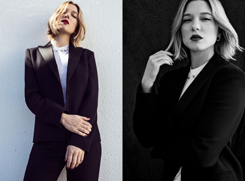 arms crossed, red nails, indoors, business person, black suit, businesswoman, clothing, looking at camera, women, adult, portrait, well-dressed, blue eyes