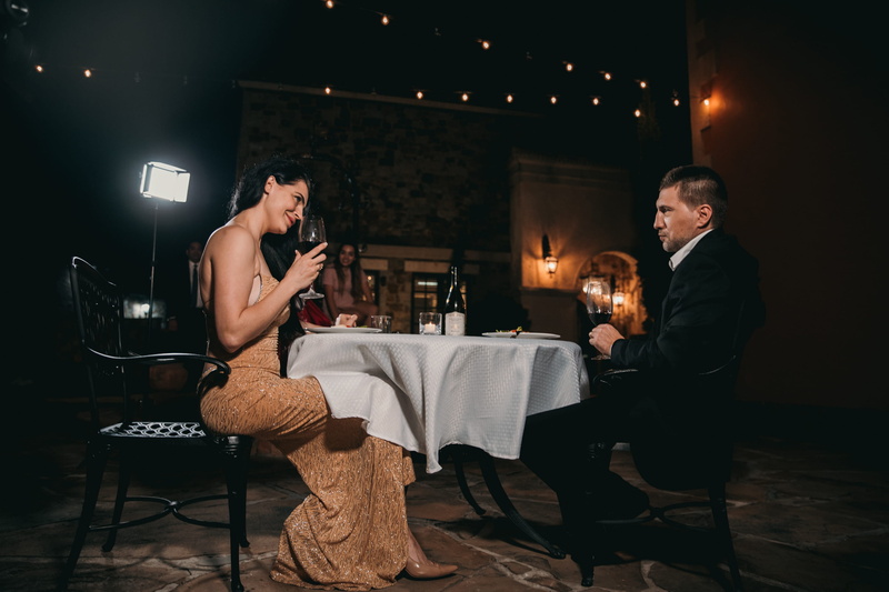 wineglass, sitting, dress, woman, night, light, happiness, champagne, glass, married, romance, cheerful, women, smiling, caucasian Ethnicity, front, beautiful