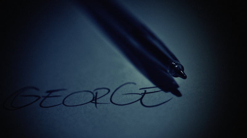 studio shot, letter, conceptual, blur, pen, george, nib, writing, handwriting, text, 5K, writing instrument, ballpen, notebook, office, technology, name
